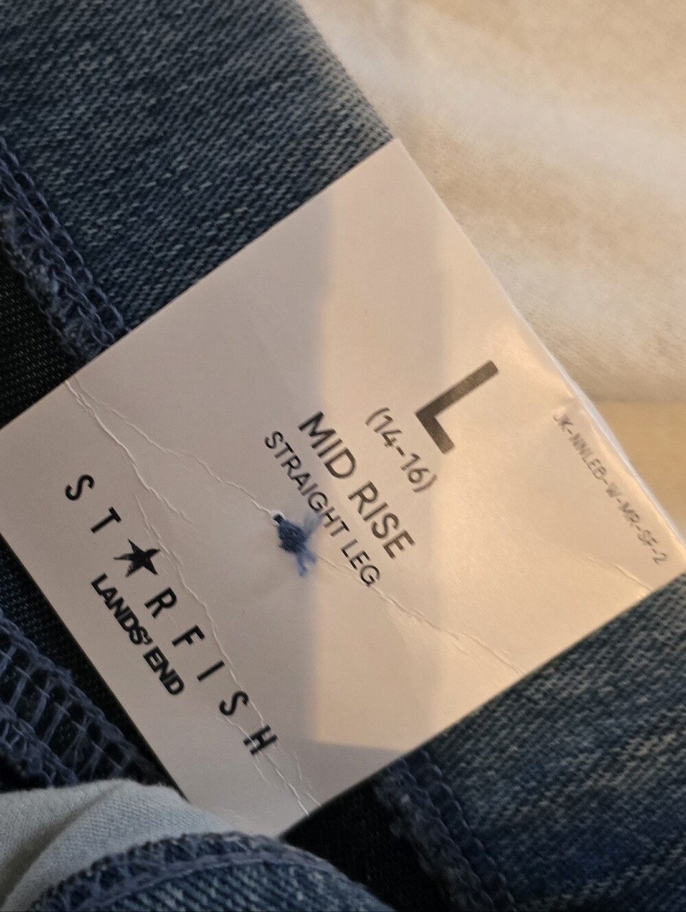 NWT Lands' End Mid Rise Straight Leg Jeans in Denim Blue - Picture 4 of 4